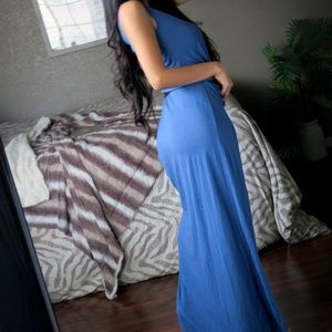 BCBGMaxAzria Blue Slit Maxi Dress